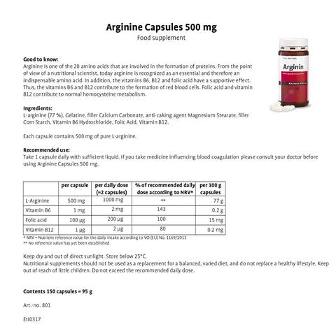 Arginina 500mg Sanct Bernhard