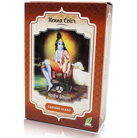 Henna Color Castaño Claro Tinte Orgánico Radhe Shyam