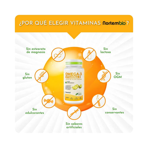 Omega-3 y Vitamina E con Algas 110 cápsulas 200mg NortemBio