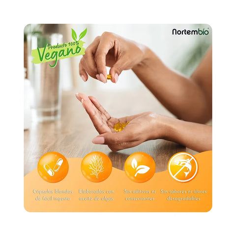 Omega-3 y Vitamina E con Algas 110 cápsulas 200mg NortemBio