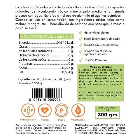 Bicarbonato de Sodio (sin aluminio) 300g Salud Viva